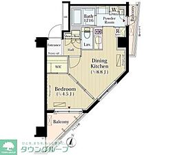 パークアクシス自由が丘テラス 2階1LDKの間取り