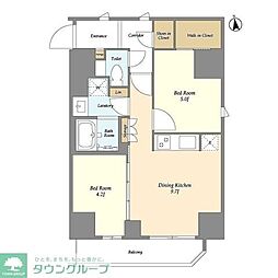 グランカーサ蒲田ウエスト 5階2DKの間取り