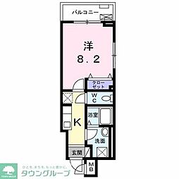 グラスハーモニー 3階1Kの間取り