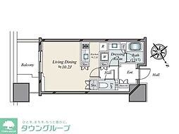麻布台ヒルズレジデンスＢ 9階ワンルームの間取り