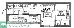 目黒区目黒本町1丁目マンション 1SLDKの間取図画像