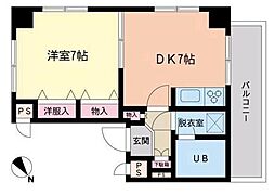 フォレストコート 2階1DKの間取り