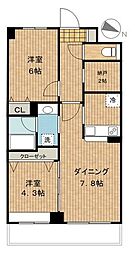 コスモリード西馬込 2階2SDKの間取り