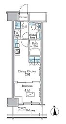 パークアクシス新宿百人町 3階1DKの間取り