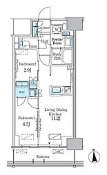 パークアクシス新宿百人町 5階2LDKの間取り