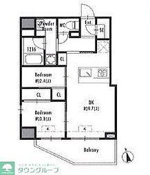GRAN PASEO大森 10階2DKの間取り