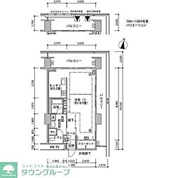 東雲キャナルコートＣＯＤＡＮ17号棟 7階ワンルームの間取り