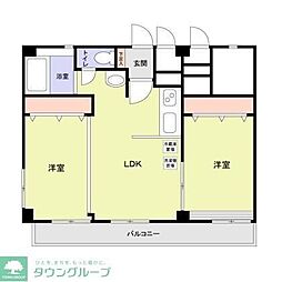 広尾ハイツ 7階2LDKの間取り