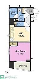 デュオスカーラ蒲田 202 2階1DKの間取り