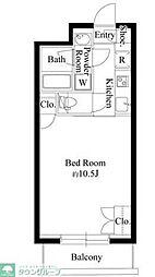 グランパセオ代々木上原II 1Kの間取図画像