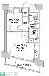 ビレッジハウス芝浦タワー1号棟 (402号室) 10階1LDKの間取り