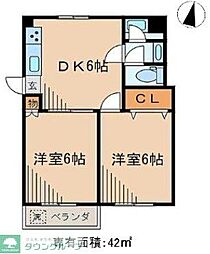 アパートメント麻布 3階2DKの間取り