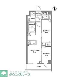 ザ・グラヴィティ新宿 3階2DKの間取り