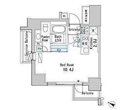 ベルファース目黒 13階1Kの間取り