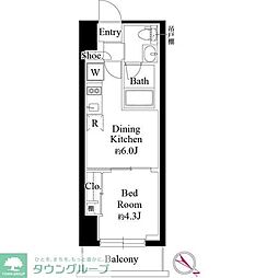 グランパセオ銀座築地 9階1DKの間取り