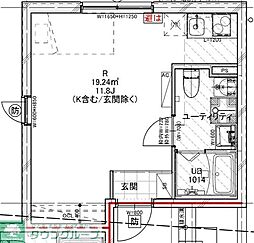 クレドコート品川中延 2階ワンルームの間取り
