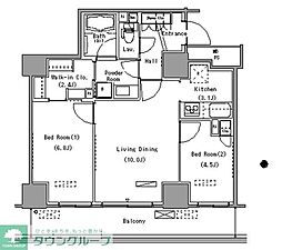 パークアクシス豊洲 6階2LDKの間取り