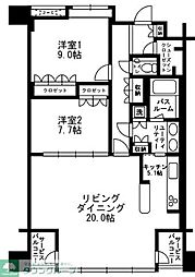 アーバンパーク代官山II 4階2LDKの間取り