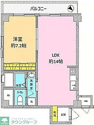 アメニティコヤマ 2階1LDKの間取り