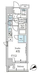 パークアクシス日本橋茅場町 10階ワンルームの間取り