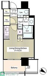 ＴＨＥ　ROPPONGI　TOKYO 13階ワンルームの間取り