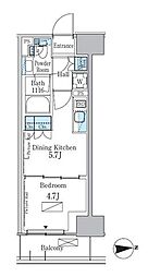 パークアクシス新宿百人町 4階1DKの間取り