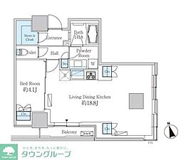 ベルファース芝浦タワー 26階1LDKの間取り
