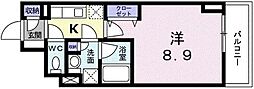 広尾ビューヒルズ 7階1Kの間取り
