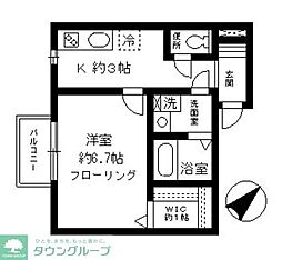 カサ・ヒラソル 2階1Kの間取り