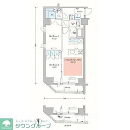 アーバネックス日本橋馬喰町 2階2LDKの間取り