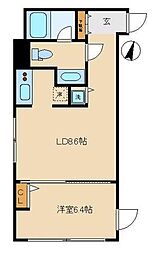 カスタリア水天宮 5階1LDKの間取り
