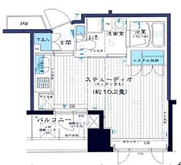ヴォアール日本橋人形町 3階ワンルームの間取り