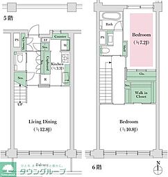 クレセントマンション 5階2LDKの間取り