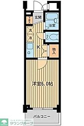 アーデン目黒不動前 1階1Kの間取り