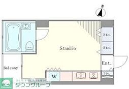 ベルメゾン南麻布grand 6階ワンルームの間取り