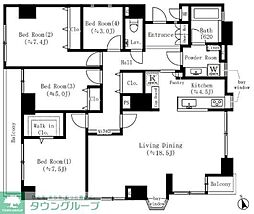 フォレスタ御苑前 401 4階4LDKの間取り