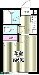 チェスナッツ戸越 3階1Kの間取り