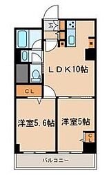 マンションかねき 6階2LDKの間取り