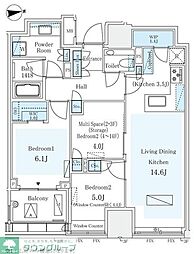 パークコート　ザ・三番町ハウス 6階2SLDKの間取り