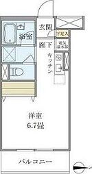 メゾンベール南麻布 5階ワンルームの間取り