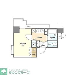 パレステュディオ渋谷ＳＴＡＴＩＯＮＦＲＯＮＴ 4階1Kの間取り