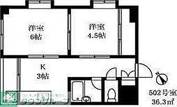 桜並木マンション 4階2Kの間取り