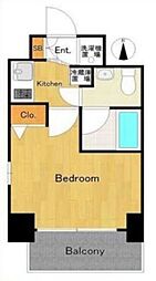 エクセリア芝大門 4階1Kの間取り