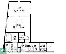 ＳＴＲＩＰＥＳ東大井 2階2Kの間取り