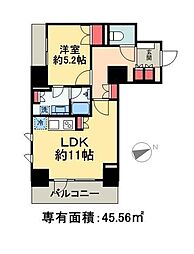 パークハビオ八丁堀 5階1LDKの間取り