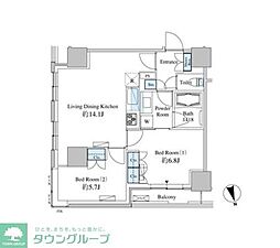 ベルファース芝浦タワー 2LDKの間取図画像