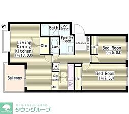 リンズハウス 2LDKの間取図画像