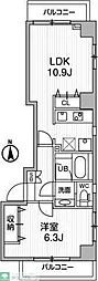 OORETERRACE中目黒 1LDKの間取図画像