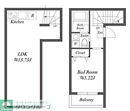 ルクレ三田 1LDKの間取図画像