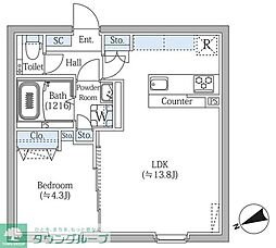 エスジーコート学芸大学 1LDKの間取図画像
